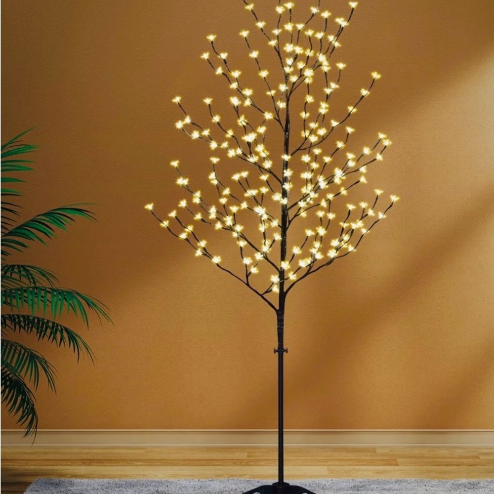 LED Lighted Cherry Blossom Tree Lamp 4FT Warm White Floral Branch Decor